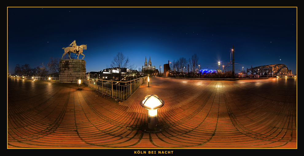 Köln bei Nacht, mit Blick auf den Dom